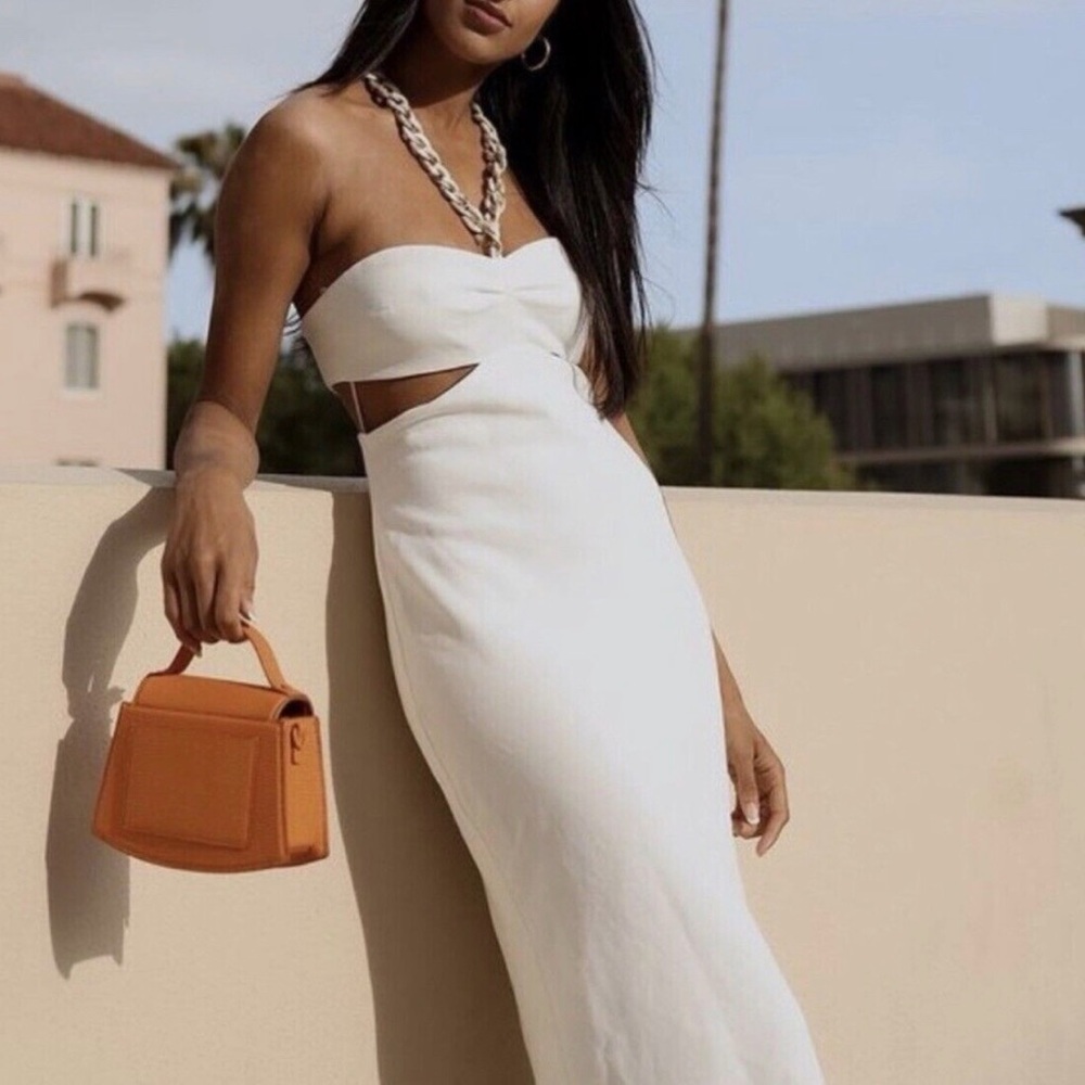 ZARA White Midi Dress Gold Chain Women Size S NWOT